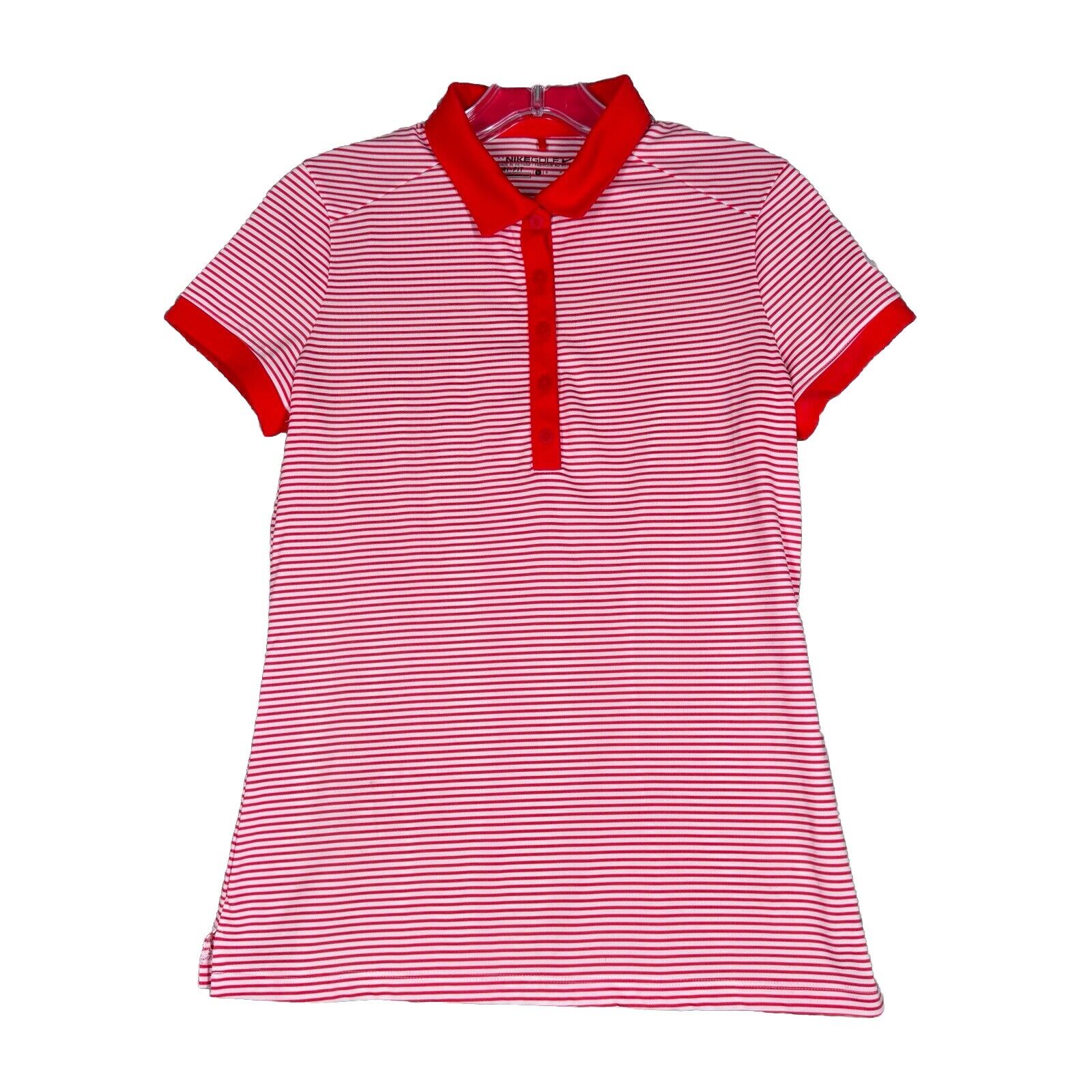 Nike Shirt Womens Small Orange White Striped Golf Polo Casual Preppy Outdoors